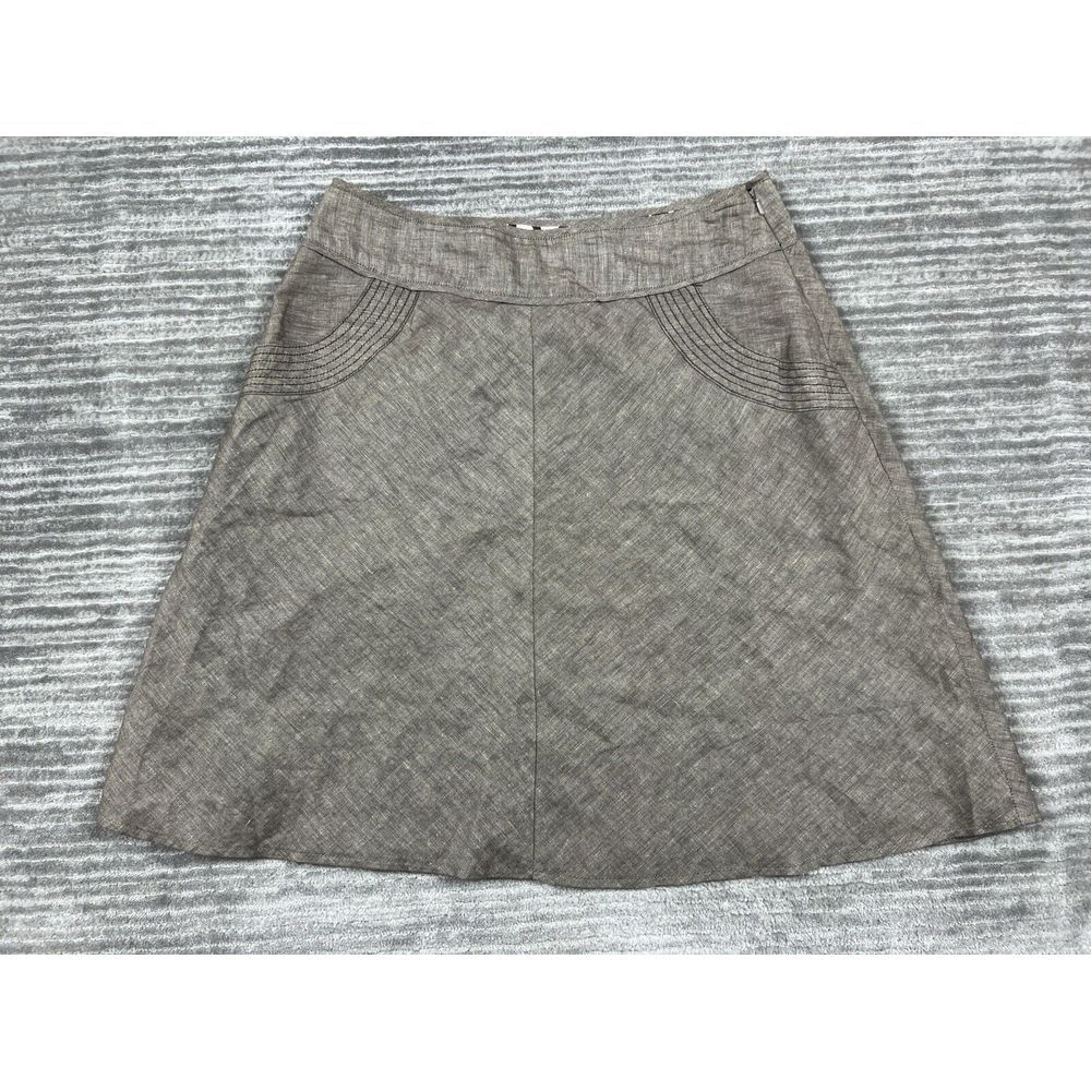Willi Smith Skirt Womens 10 Brown A-Line Linen Blend Casual